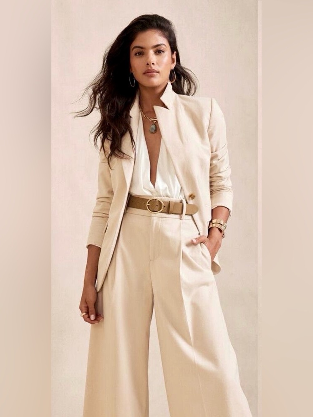 Banana Republic Fabulous Wide Cream Leg Jeans